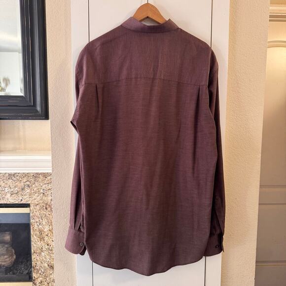 YSL Yves Saint Laurent Long Sleeve Button Up Men’s Dress Shirt Large Burgundy - Picture 4 of 7